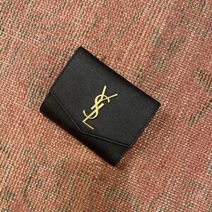 Saint Laurent Black Leather Wallet with Gold Accents
